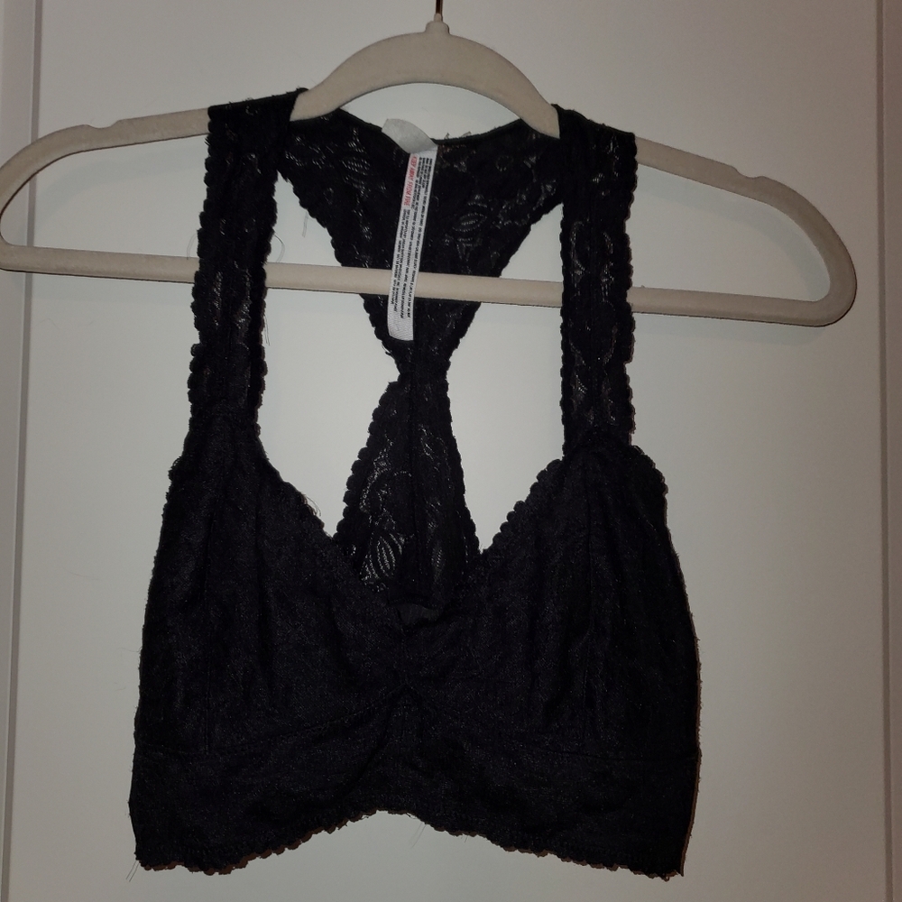 Anthropologie Intimately Free People Midnight Black Lace Racerback Bralette Top